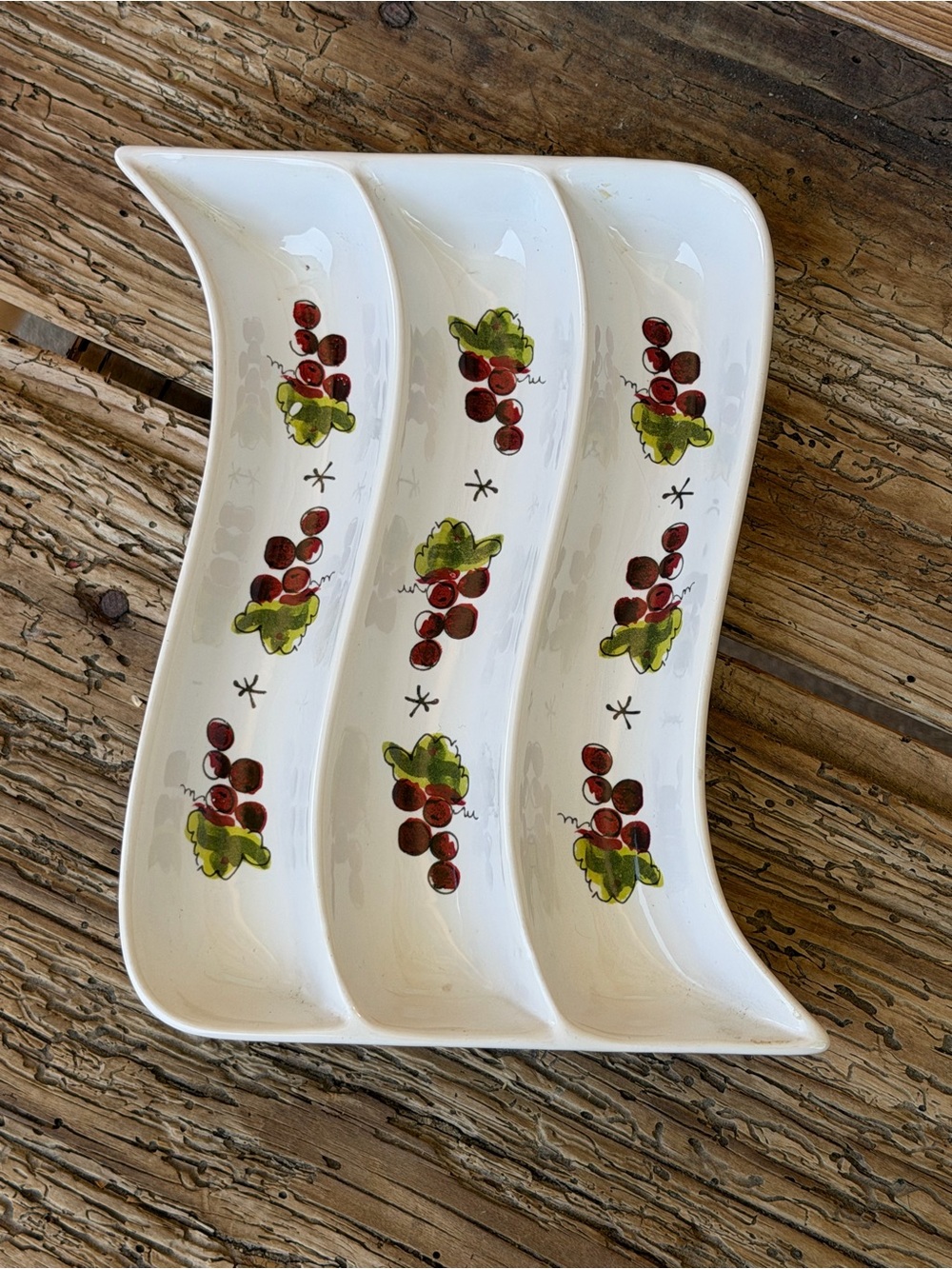 CALIFORNIA PANTRY Vintage Ceramic Serving Tray with Grape‎ Motif